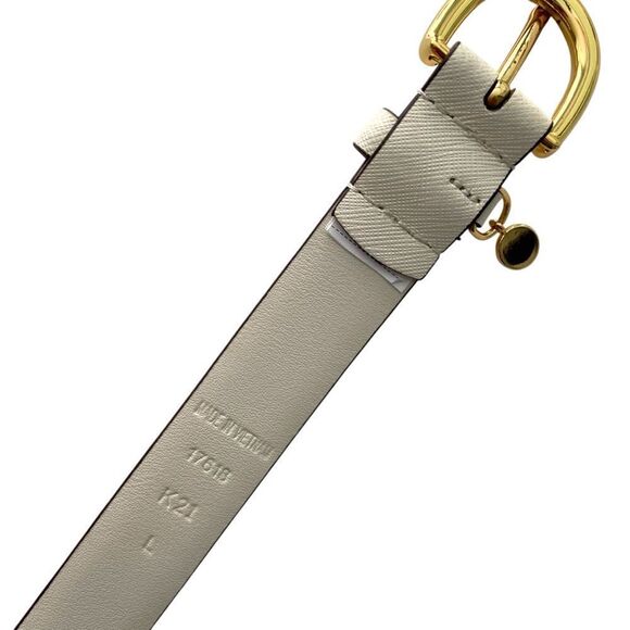 Lauren Ralph Lauren Gold Charm Saffiano White Leather Belt in Size L - 44.5 in main image 4